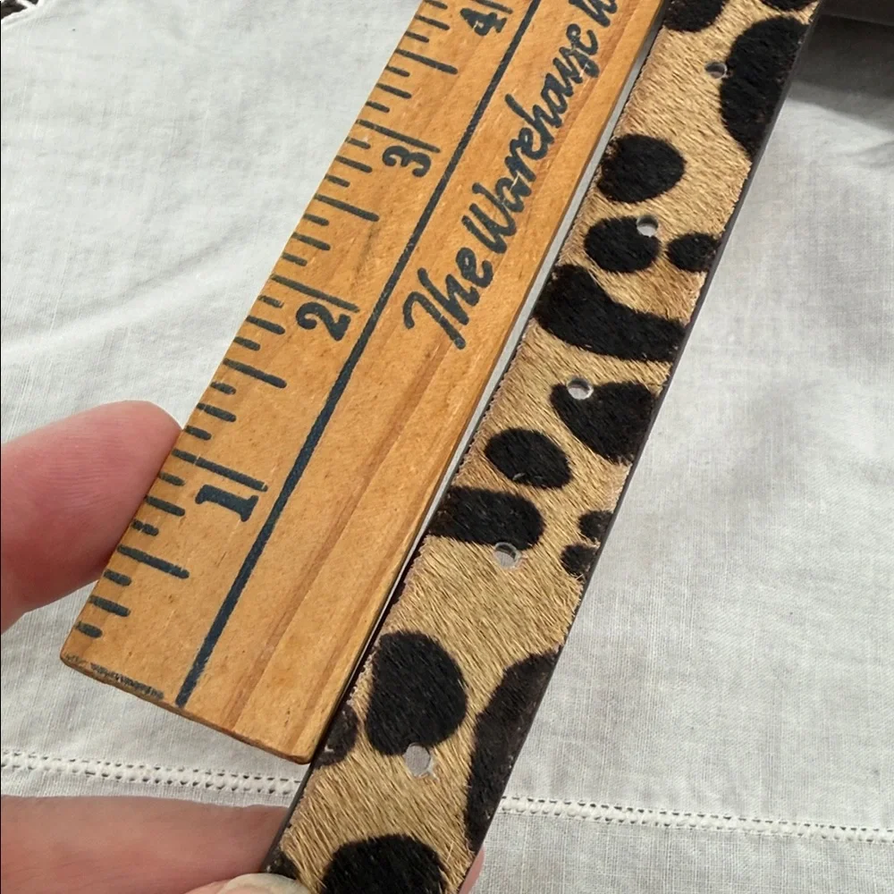 GAP Belt Wm Large Leopard Print Calf Hair Red Faux Leather Interior Thin Animal